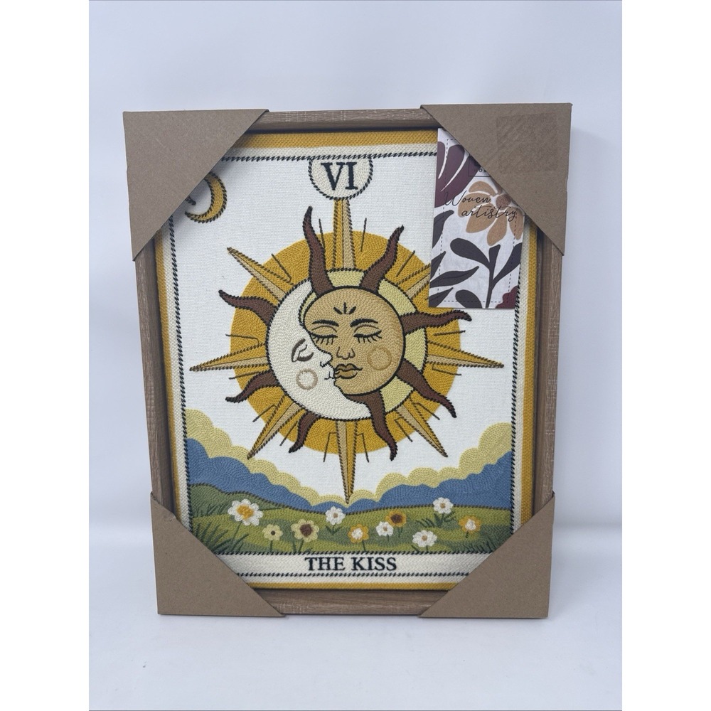 BP Home Art Works - The Kiss Celestial / Tarot Embroidery Artwork. 15 X 12 - Picture 1 of 2